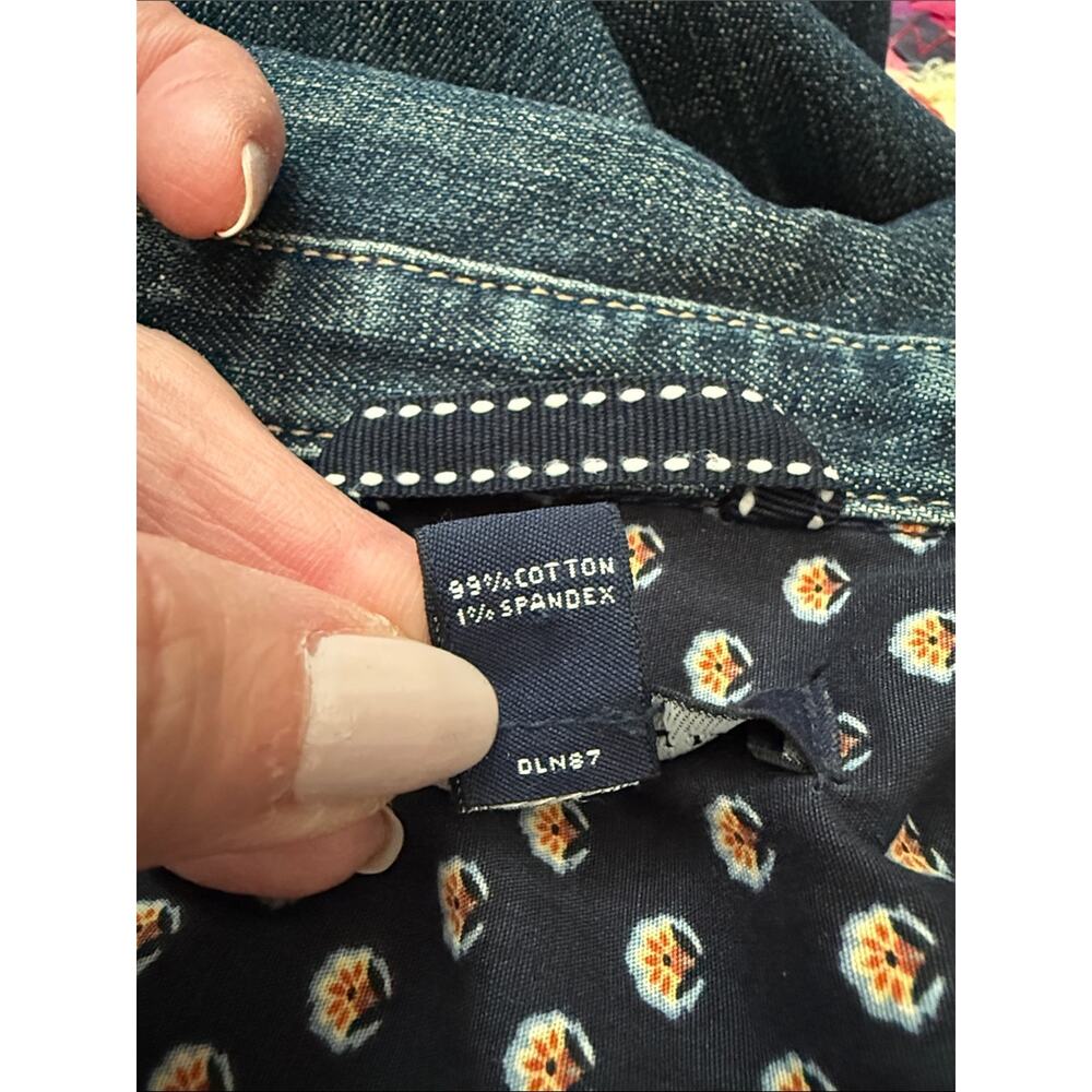 Land’s End Blue Wash Printed Lining Preppy Montauk Denim Barn Chore Jacket - Picture 5 of 5
